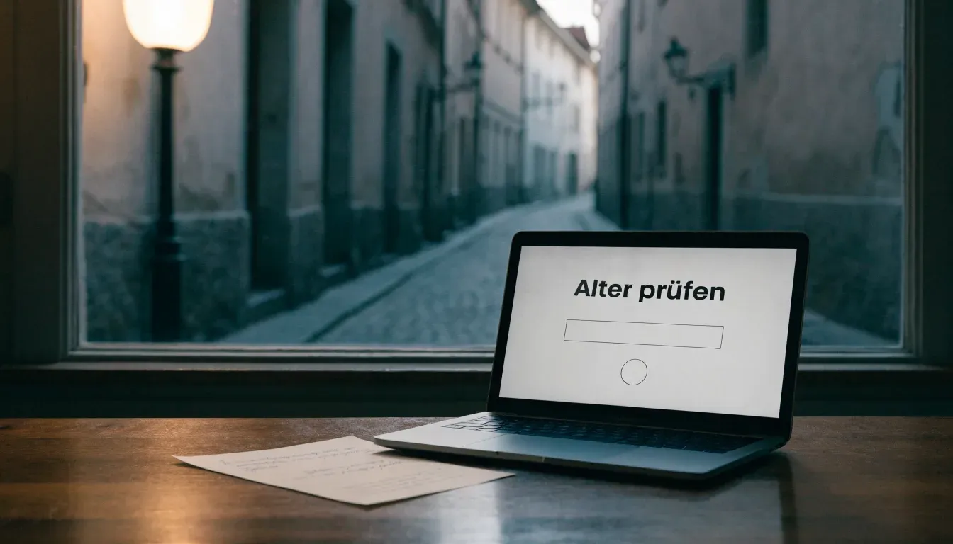 Ein schmaler Kiesweg führt zwischen zwei hellen Mauern durch eine Schweizer Altstadt, die Laternen sind noch nicht angezündet.