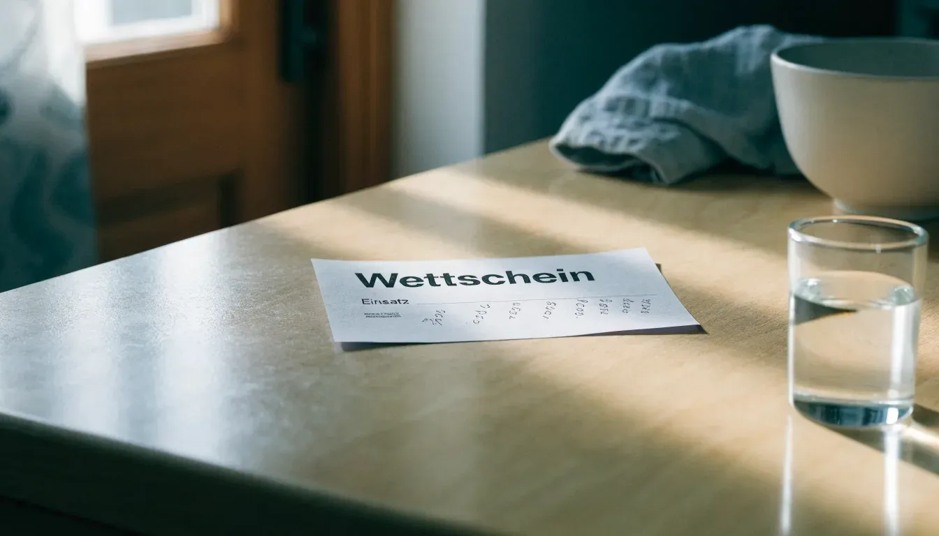 Ein altes Radio steht auf einer Küchenablage neben einem Glas Wasser, Morgenlicht fällt durchs Fenster.