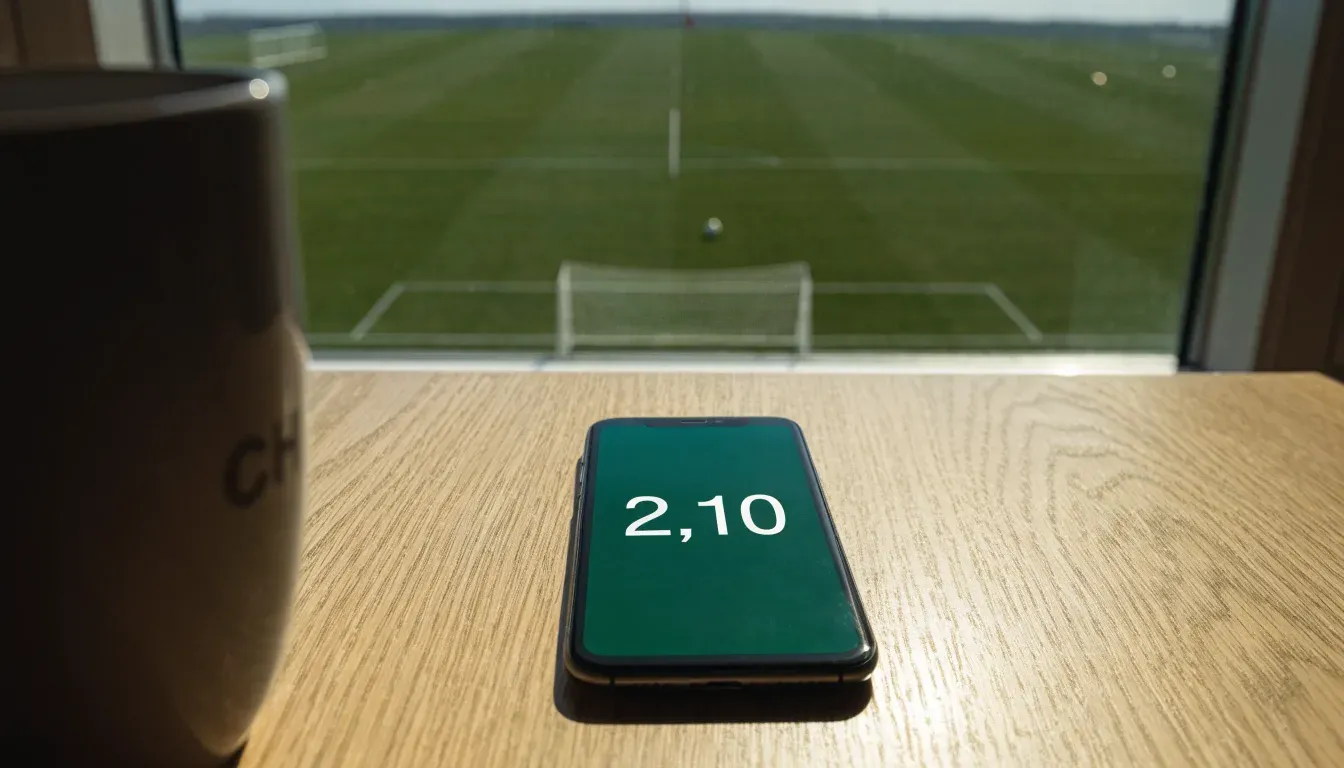 Eine leere Stadiontribüne bei Sonnenaufgang aus der Ferne, lange Schatten fallen über die Sitzreihen