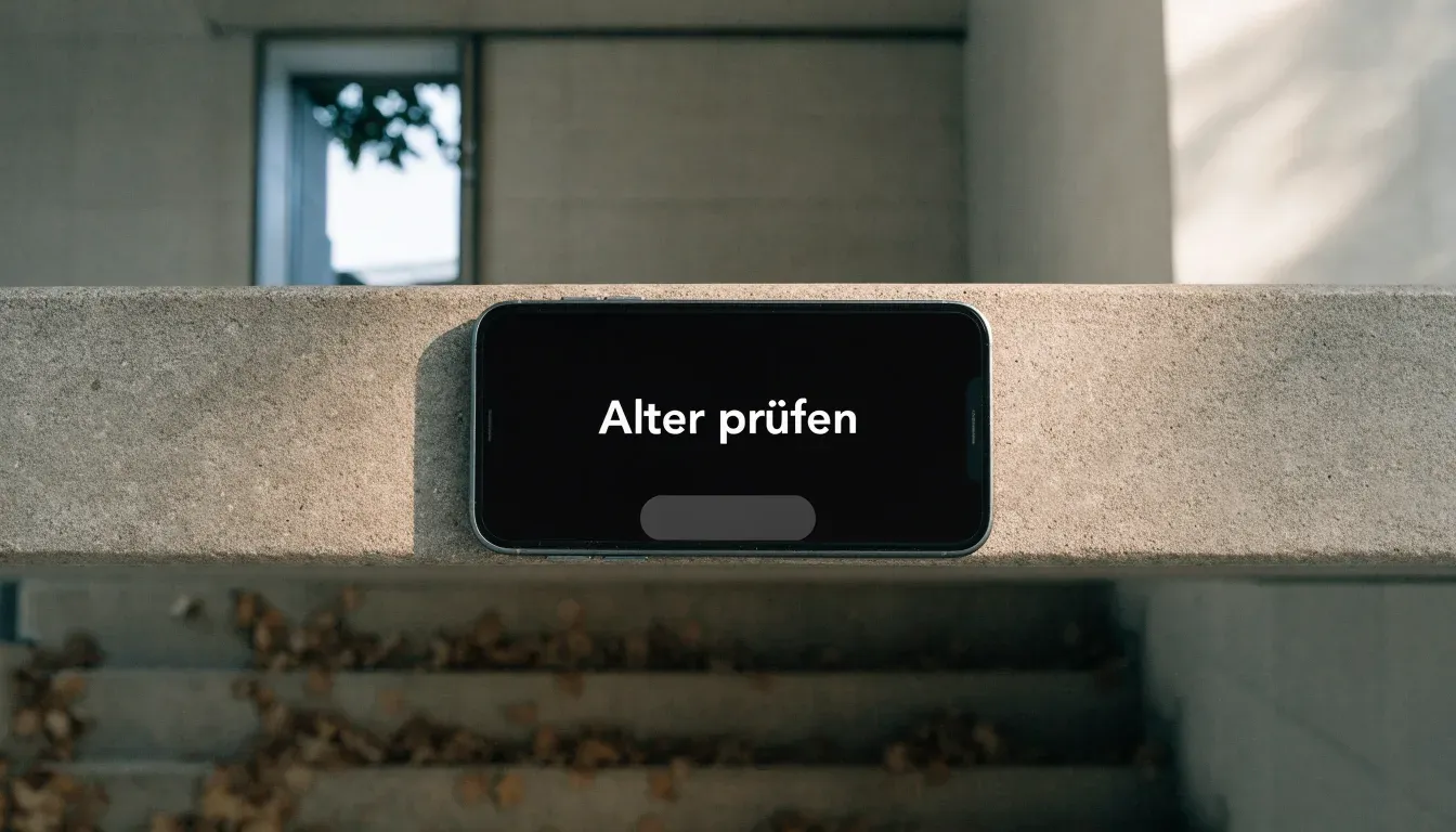 Eine breite Steintreppe führt zum Eingang einer Tribüne, Herbstlaub liegt auf den Stufen.