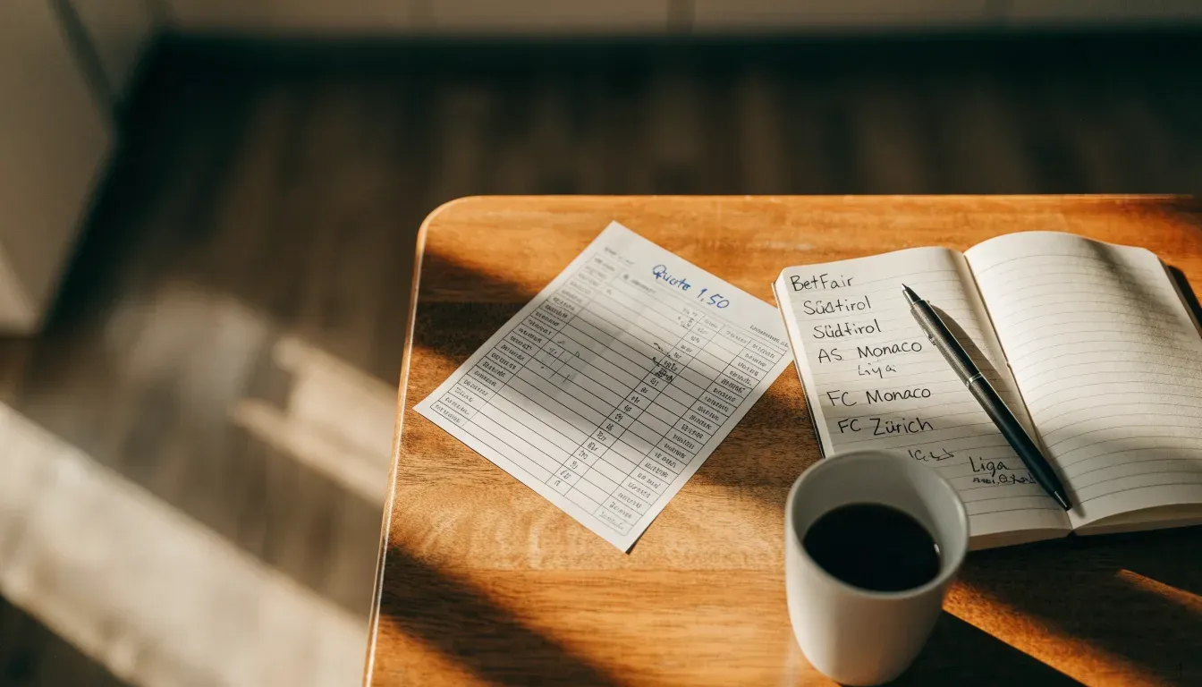 Eine Tasse Kaffee und ein Bleistift liegen auf einem sonnenbeschienenen Küchentisch neben einem leeren Notizblock.