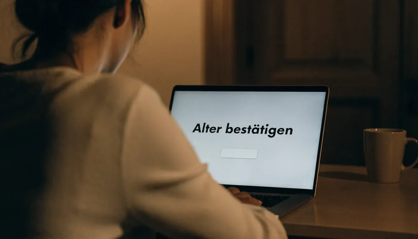 Ein Brückengeländer aus Stahl über einem Gebirgsfluss im Gegenlicht, darunter schäumendes Wasser.